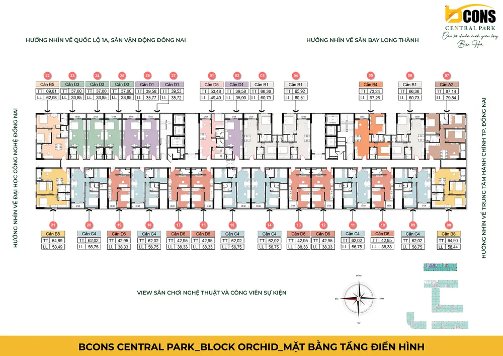 Mặt bằng tầng điển hình tháp Orchid Bcons Central Park